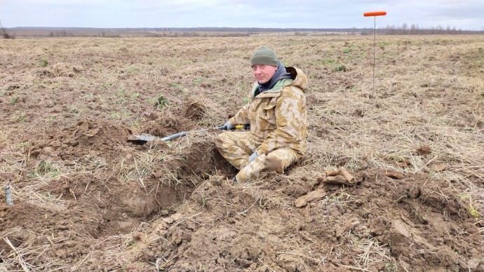 Поисковики отряда «Победа» обнаружили останки красноармейца в Ржевском районе