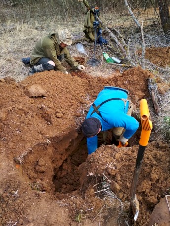 В ходе проведения поисковых работ отрядом "ПОДВИГ", были обнаружены останки советского солдата